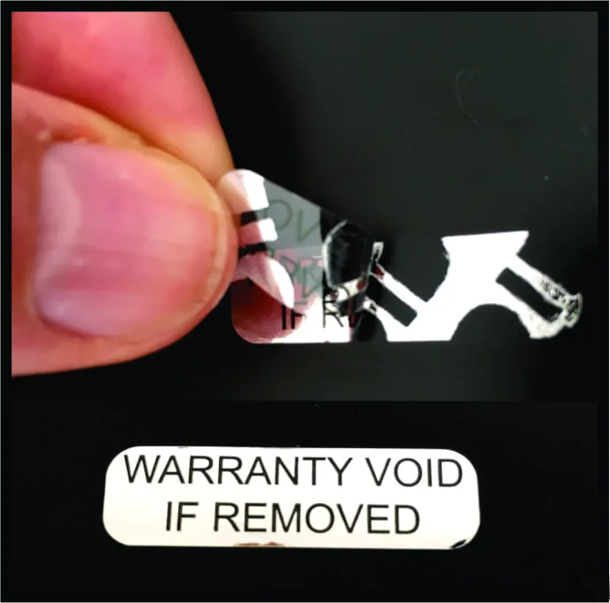 Silver warranty void label