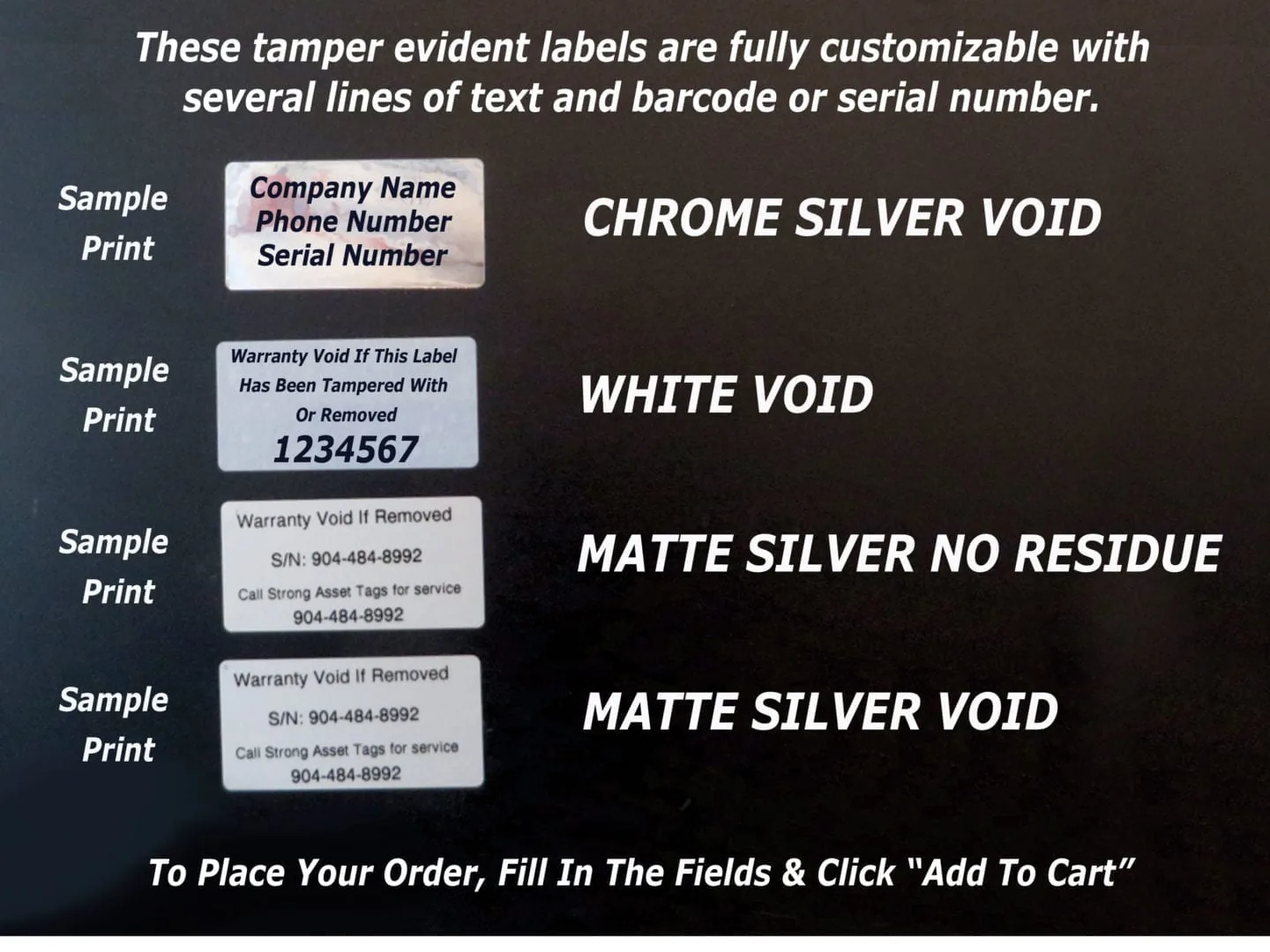 VOID tamper-evident labels in production