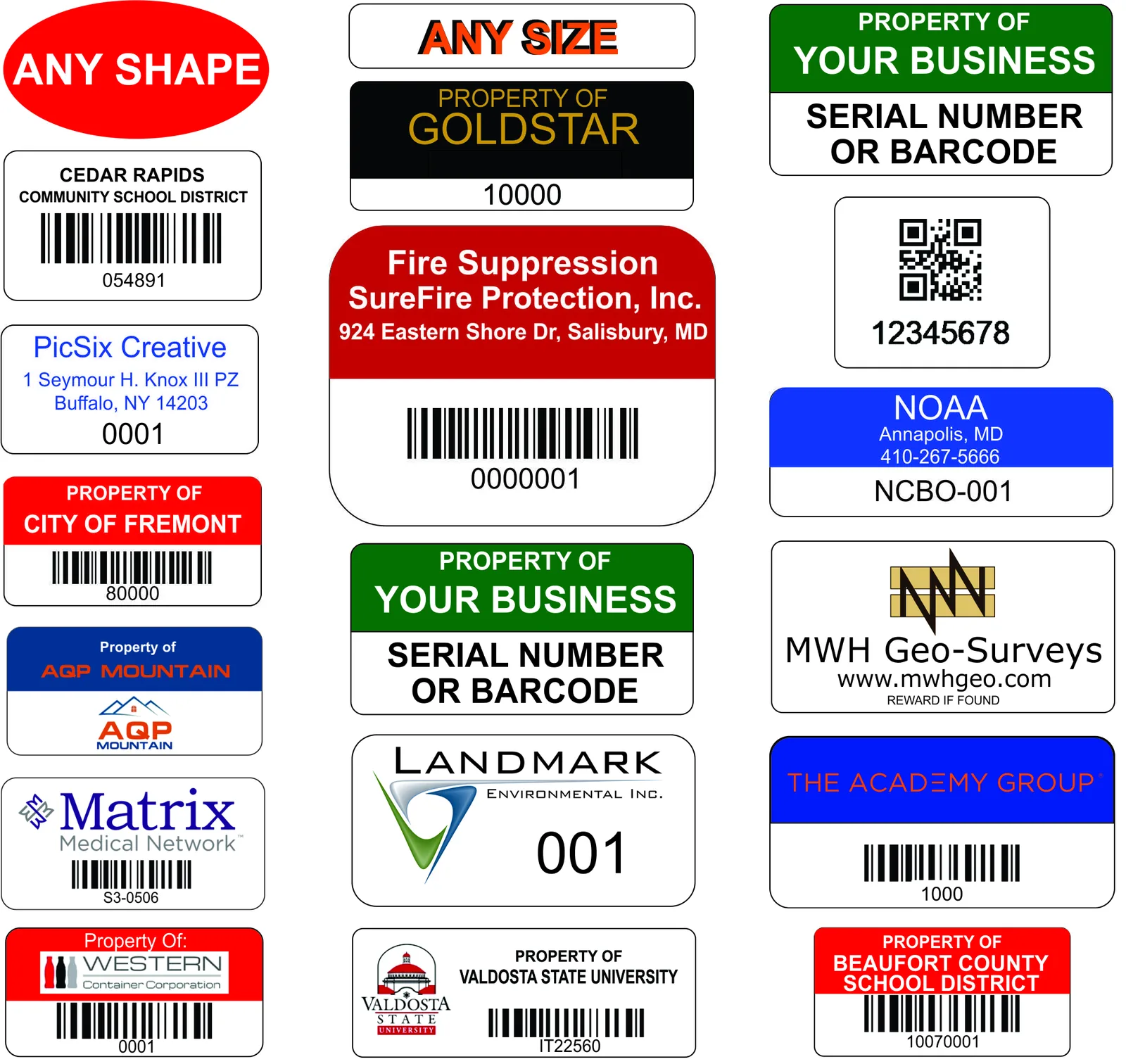Serial number stickers