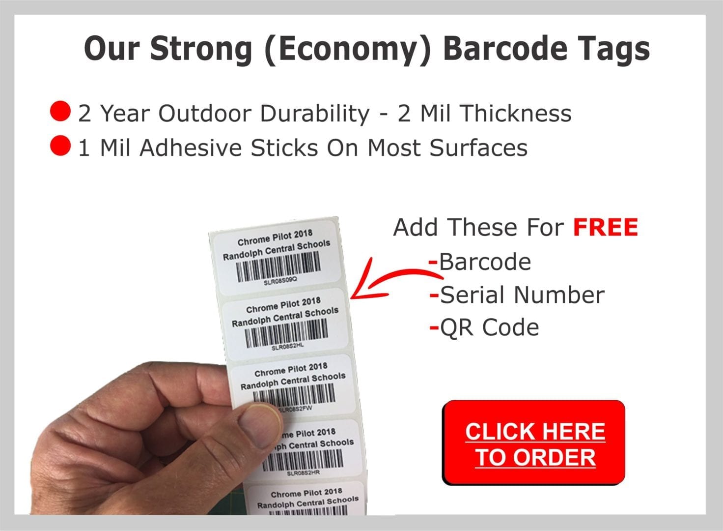 Barcode asset labels on Strong construction