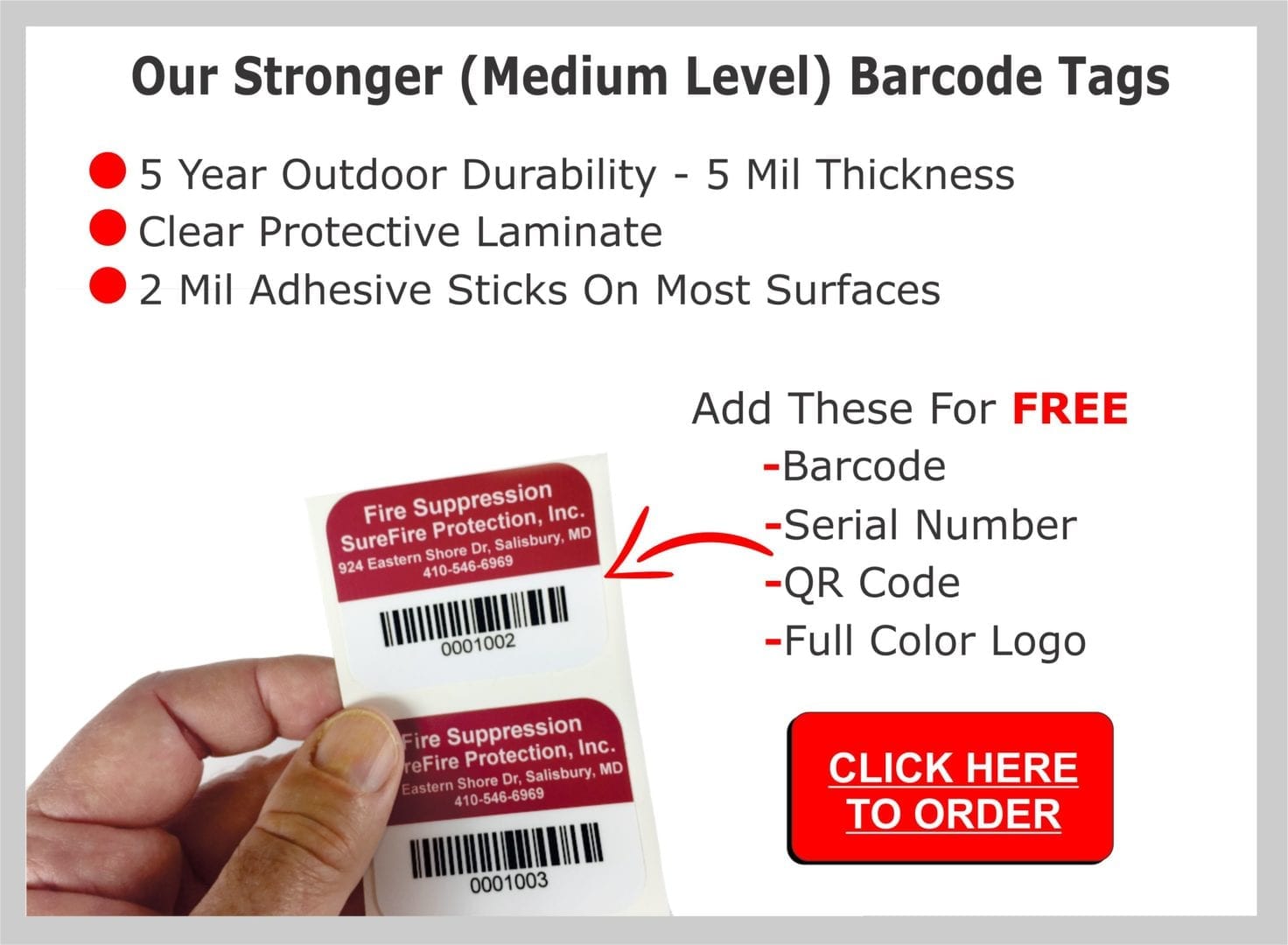 Barcode asset labels on Stronger construction