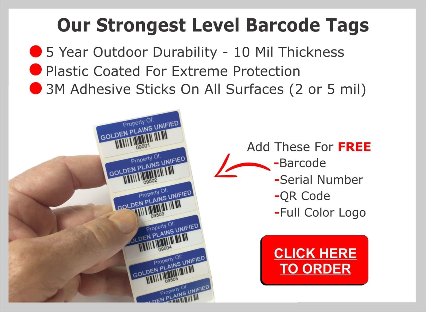 Barcode asset labels on Strongest construction