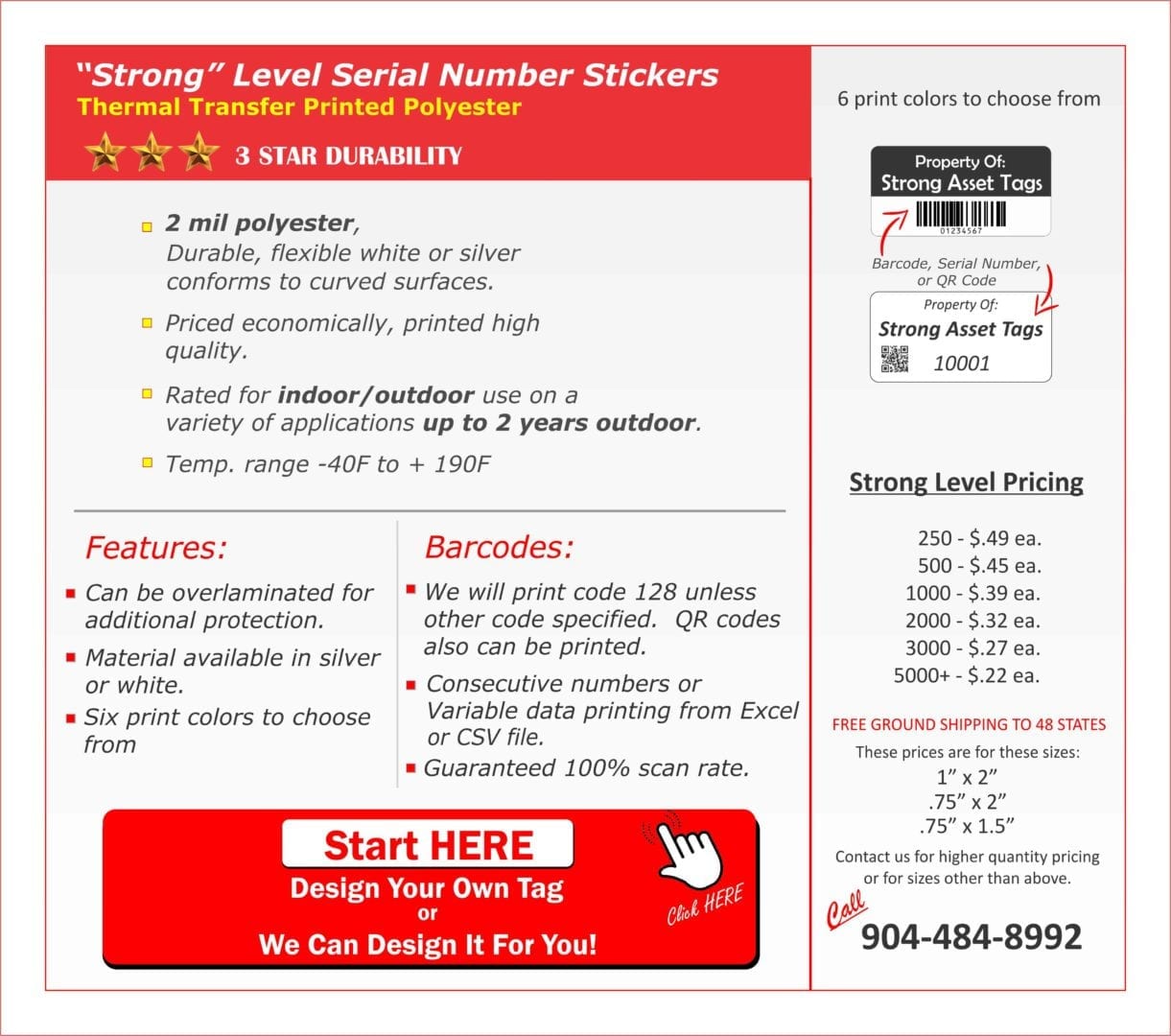 Sequential serial number stickers, Strong tier