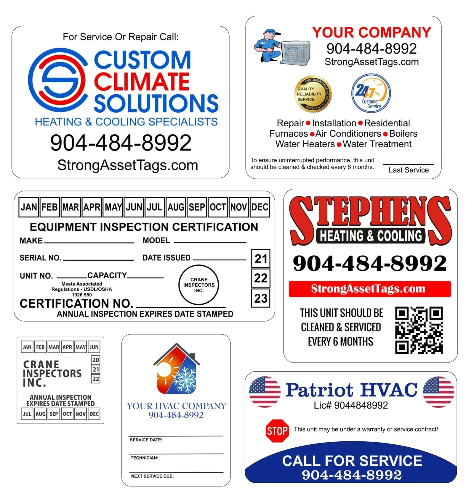 Service sticker artwork samples