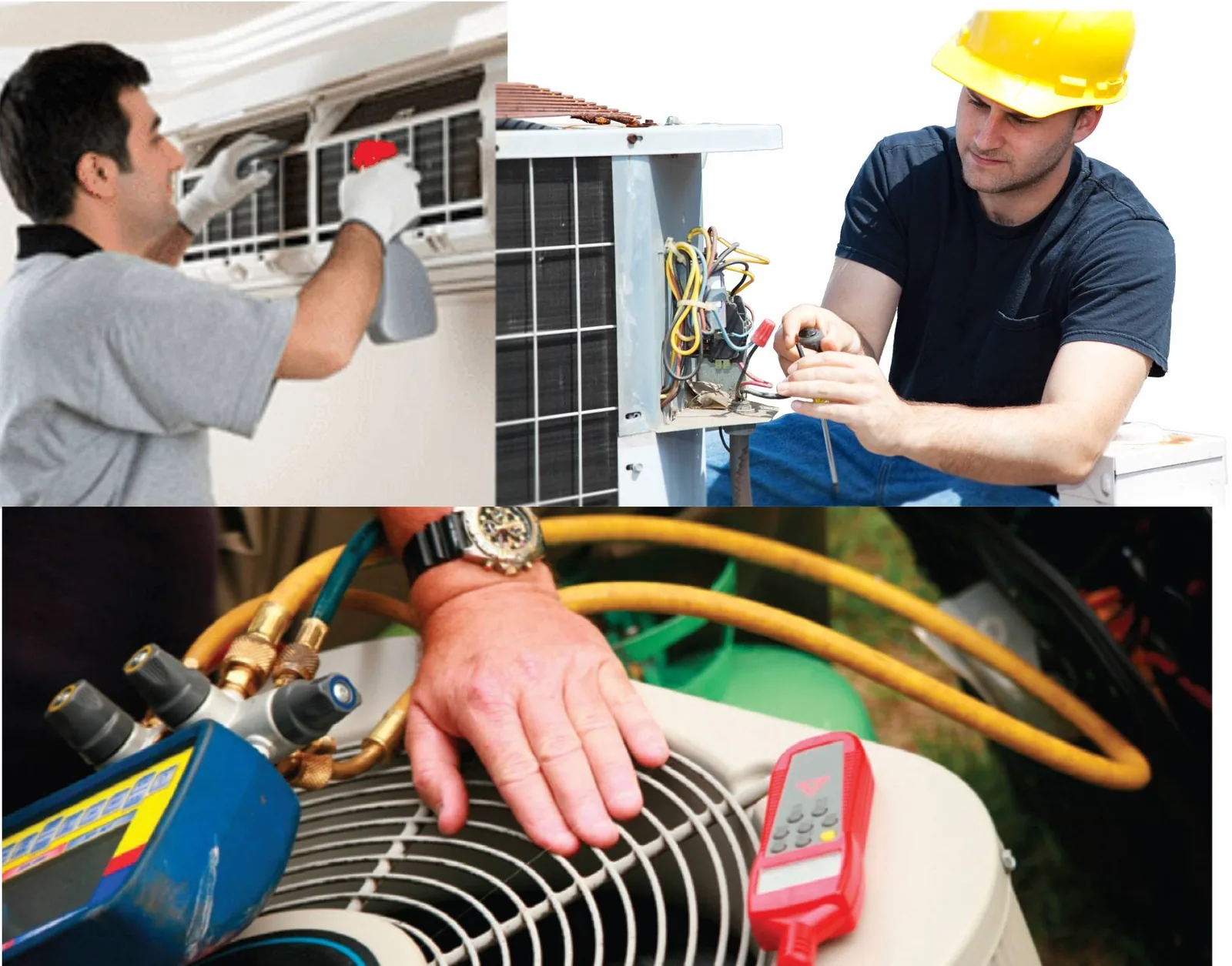 HVAC service stickers on rooftop unit access panels