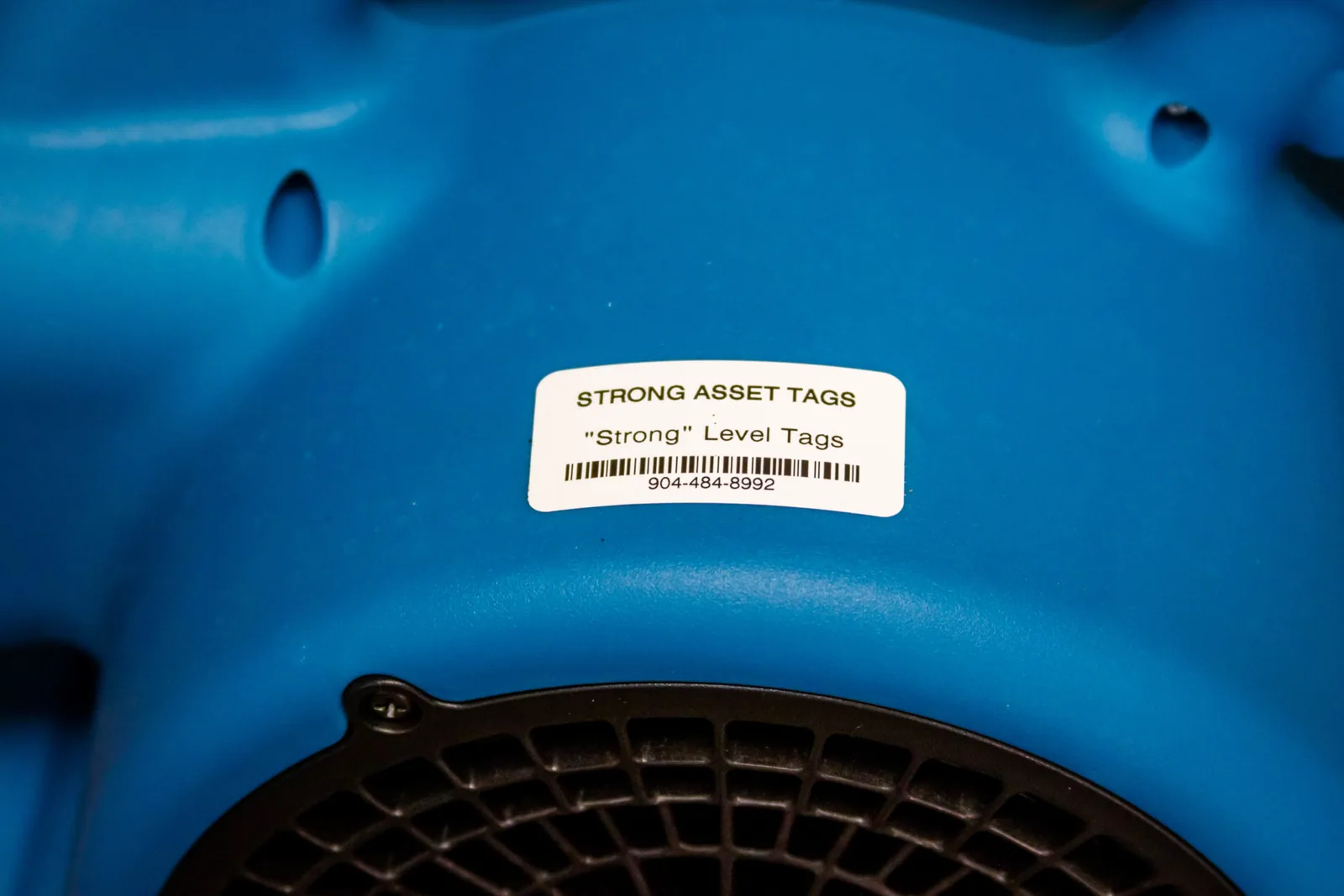 Strong Asset Tag on industrial equipment