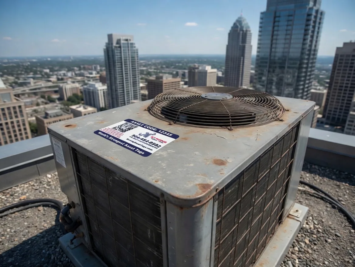 Strong Asset Tag on HVAC equipment