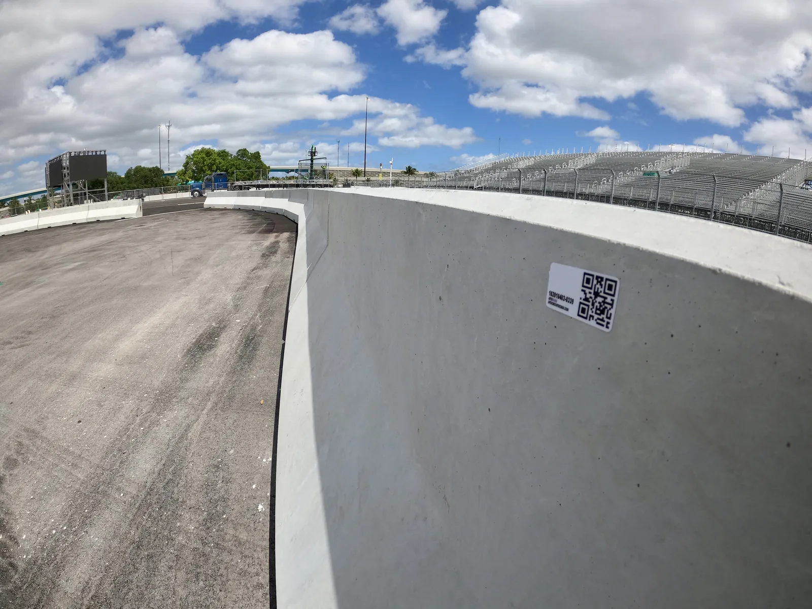 Strongest Level tag installed on Formula One concrete barrier before the race
