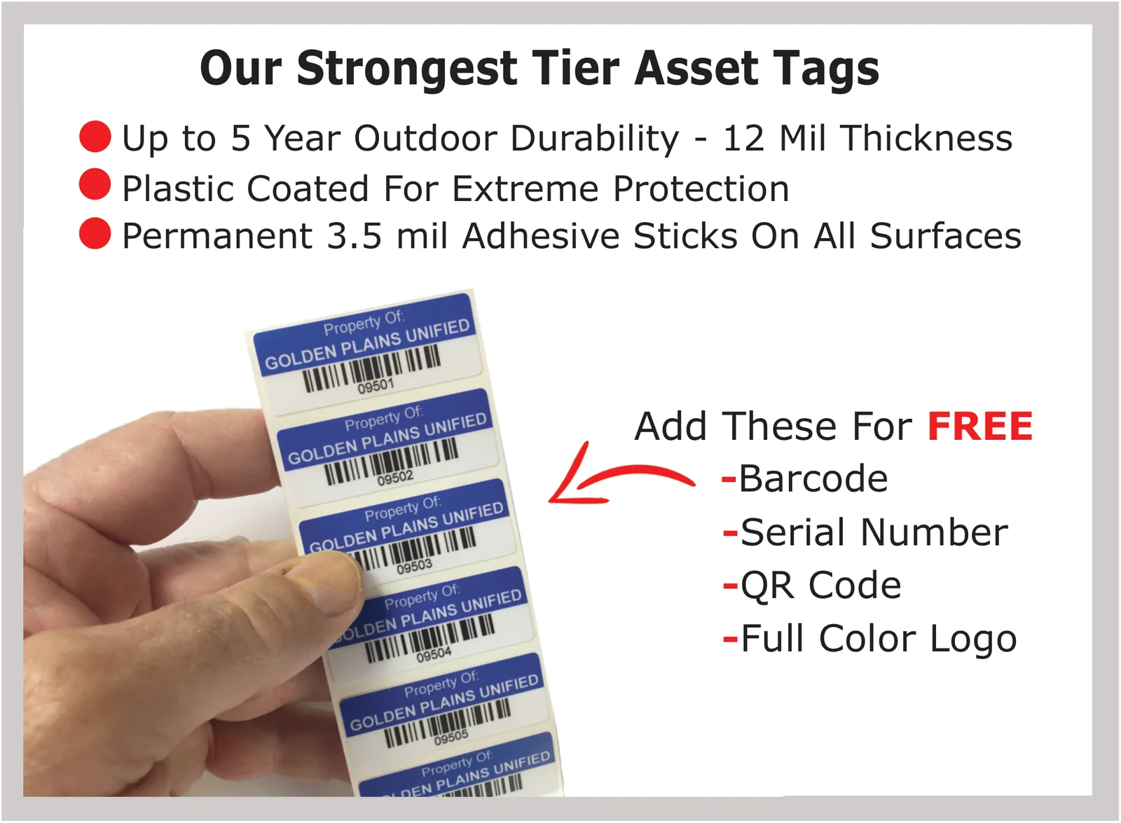 QR code asset labels on Strongest construction